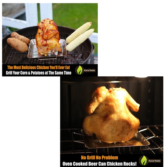 Cave Tools Beer Can Chicken Holder Roasting Pan with Vegetable Spikes - Picture 3 of 6